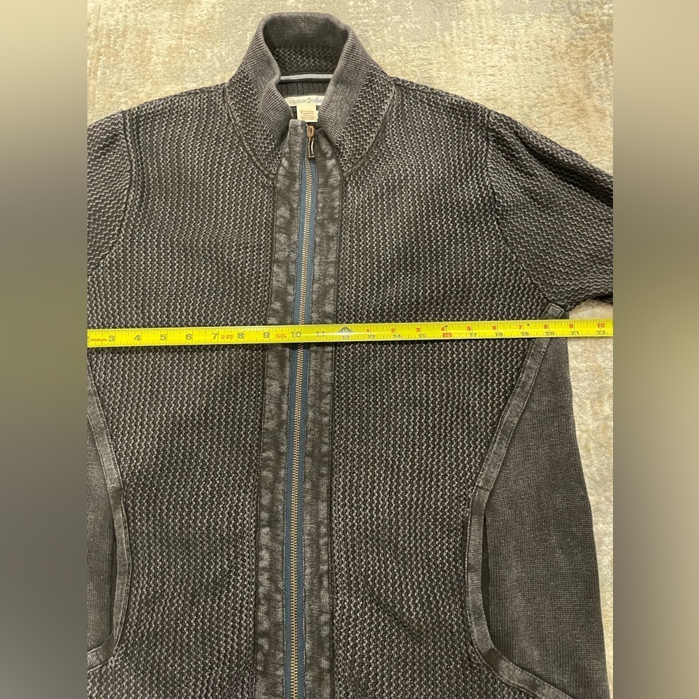 Carbon2Cobalt Mens L Gray 100% Cotton Full Zip Ribbed Knit Mock Neck Cardigan - Picture 9 of 10